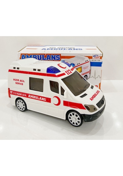 3D Işıklı Sesli Sirenli Pilli Oyuncak Ambulans Araba