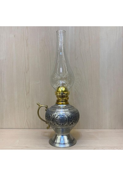 Kalay Eskitme İşlemeli Gaz Lambası Gri