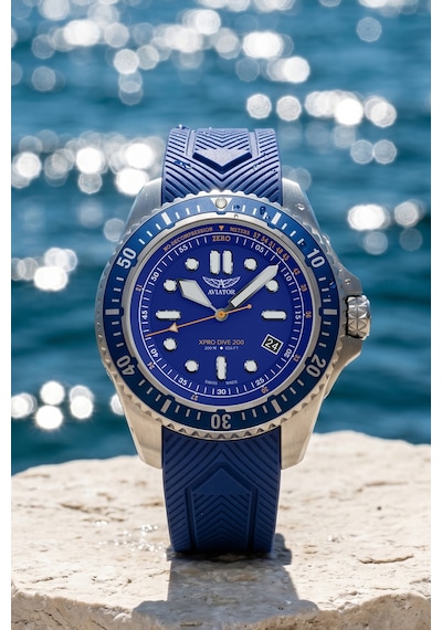 Xpro Dive 200 Erkek Kol Saati 42.8 Mm Safir Cam 20 Atm Mavi Silikon Kayışlı Dalış Saati Siyah - 872508884 Siyah