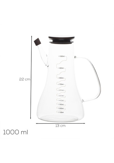 Porsima Lm-0106 Serra Kapaklı Borosilikat Cam Yağlık Sirkelik Yağdanlık 1000ml Şeffaf