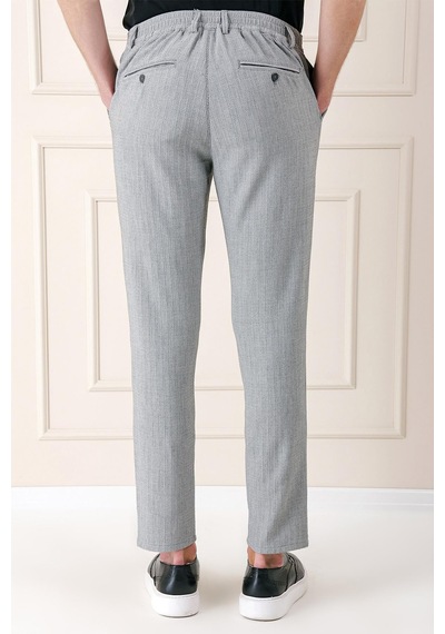 Efor Comfort Fit Beli Lastikli Balıksırtı Dokuma Casual Gri Pantolon P 1155 Gri