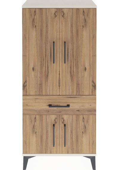 Arges Dolap 2 Raflı Tek Çekmeceli 4 Kapaklı 60x30x134 Aytaşı-çam Aytaşı