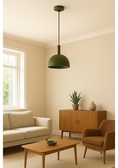Verde Dome Sarkıt Lamba Sarkıt Lamba-avize - Modern Endüstriyel Mufak Hol Cafe Salon Avize Haki Yeşil