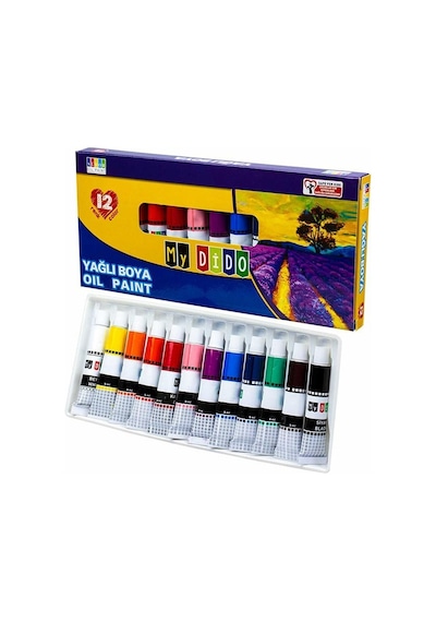 Yağlı Boya Hobi Boyama Seti 1 Paket 25x35 Cm Tuval 12 Li Yağlı Boya Tüp Resim Paleti Fırça Seti 6 Lı