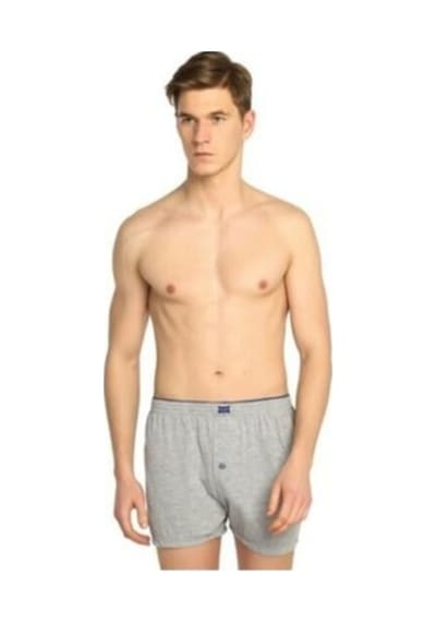 Tutku Gri Erkek Penye Düğmeli Boxer 6'Lı Paket