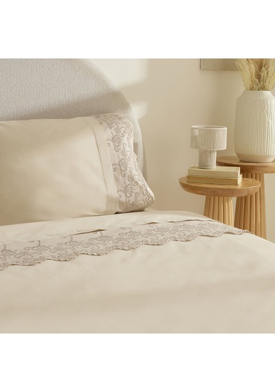 Karaca Home Avenza Brodeli Çift Kişilik Nevresım Takımı Bej Bej