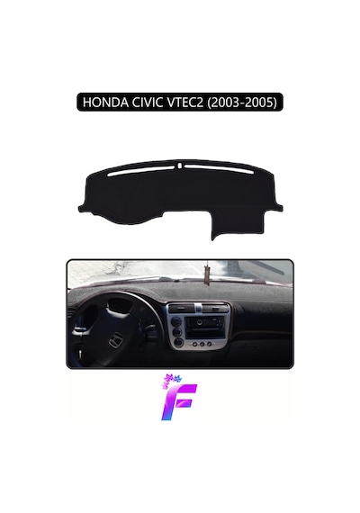 Honda Cıvıc Vtec2 2003-2005 Uyumlu Torpido Örtüsü Yansıma Önleyici Hızlı Montaj Koruma F78 Siyah