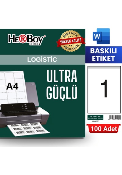 Herboy Hb-1294 210 X 294,86 Mm A4 Baskılı Laser Etiket 100 Adet