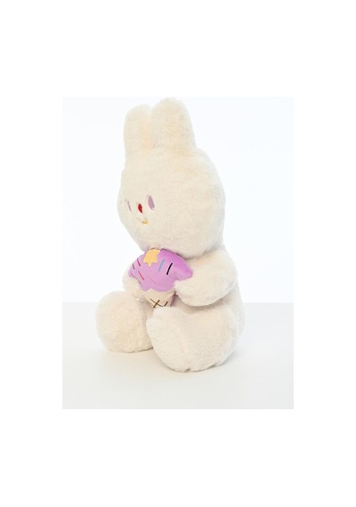 Sevimli Yumuşak Dondurmalı Peluş Tavşan 40 Cm Hayal Gücü Gelişimi Destekleyen Oyun Ve Uyku Arkadaşı Beyaz