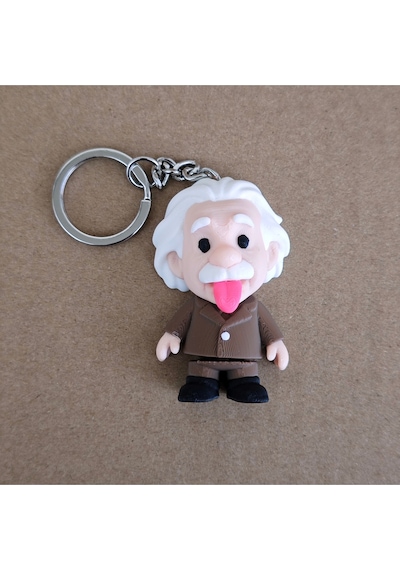 Albert Einstein Dil Çıkaran Hareketli Anahtarlık Ve Mini Dekoratif Figür 2 Adet