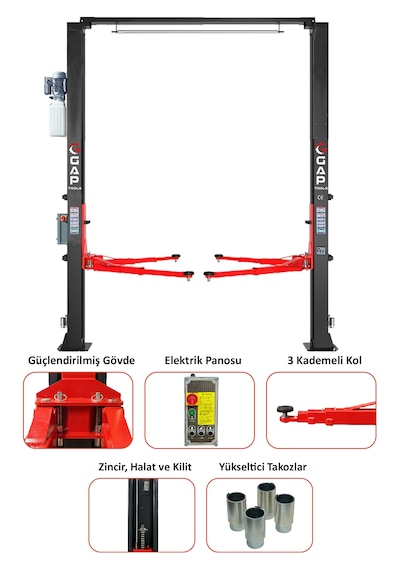 4 Ton Iki Sütunlu Üstten Bağlantılı Tam Otomatik Hidrolik Lift GPL102UI
