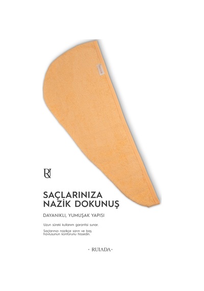 %100 Pamuk Saç Kurutma Bonesi/havlusu Lastikli Ve Düğmeli Orange Turuncu