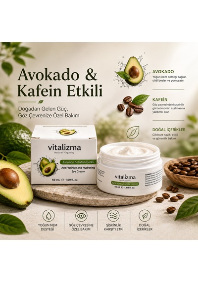 Avokado & Kafein Göz Çevresi Bakım Kremi 50 Ml Nemlendirici & Kırışıklık Karşıtı