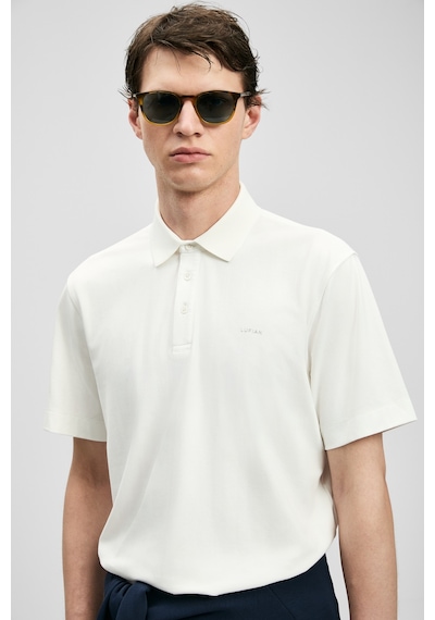 Lufian Hudson Smart Erkek Polo Tişört Beyaz Beyaz 111040234100500