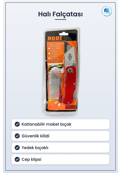 Halı Falçatası Katlanabilir Maket Bıçak Yedek Değiştirilebilir Ke