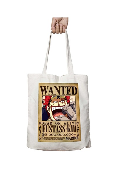Art Hediye Wanted Eustass Captain Kid Anime İki Tarafı Kalıcı Baskılı Yıkanabilir Çanta Çok Renkli