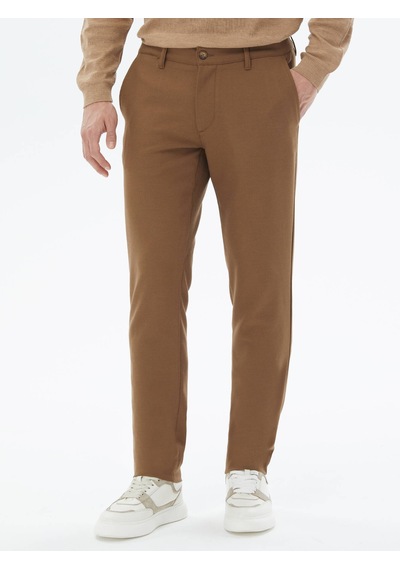 Kip Kahverengi Dokuma Slim Fit Casual Pantolon Kahverengi