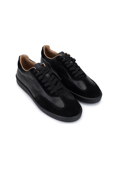 Tamer Tanca Erkek Hakiki Deri Siyah Sneakers & Spor Ayakkabı 233 5100 Erk Ayk Y25 Sıyah Dr/suet Siyah