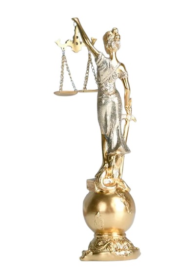 Themis Adalet Terazisi Heykeli Ve Dünya Biblo Gold 24cm
