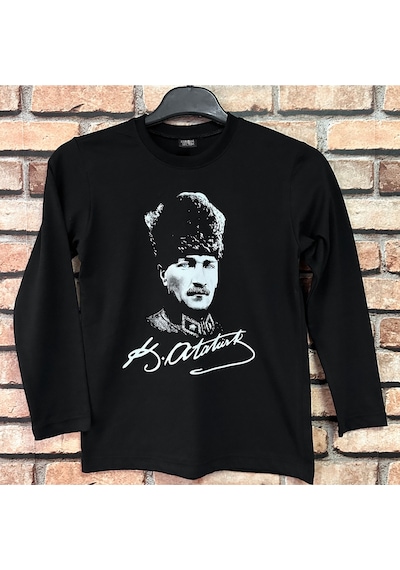 Atatürk 10 Kasım 100.yıl Cumhuriyet 1881 1938 Baskılı Siyah T-shirt Mustafa Kemal Çocuk Tişört 001