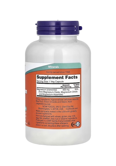 Magnesium Caps, Oxide , Citrate & Aspartate 400 Mg, 180 Veg Capsules