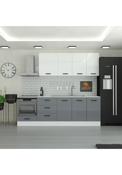 245 Cm Mutfak Dolabı Mdf Kapak Tezgah Dahil Yrkn245 98 Gri