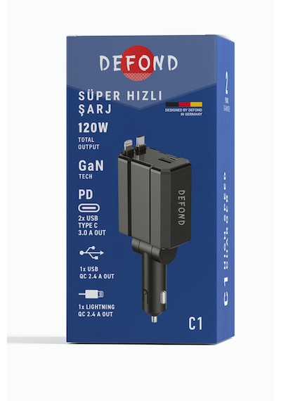 Usb C Typec Araç Şarj Aleti,4'ü 1 Arada Hızlı Şarz Araç 66w Araç Usb Şarj Cihaz Samsung Apple 120w