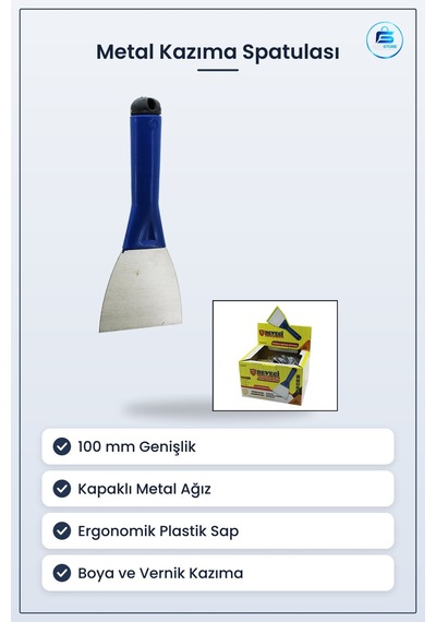 Yassı Keski Metal Kazıma Spatulası 100 Mm Kapaklı Plastik Saplı N