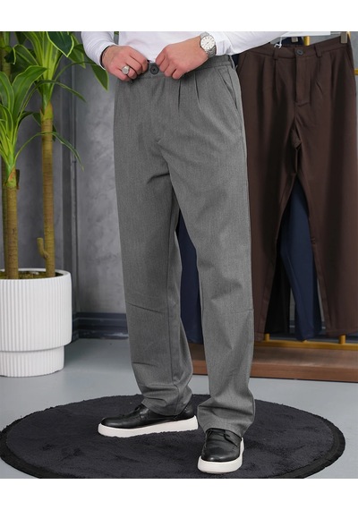Modefendi Baggy Kesim Pile Detaylı Kumaş Pantolon Gri Modefendi Baggy Kesim Pile Detaylı Kumaş Pantolon Gri