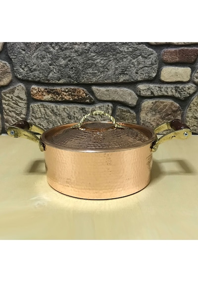 Dövme Bakır Düz Tencere 19 cm