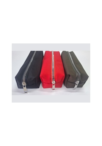 Kalemlik 3lü Set/paket Organizer Makyaj Çok Amaçlı Pinterest Okula Dönüş Çantası Tek Bölmeli Siyah+kırmızı+haki
