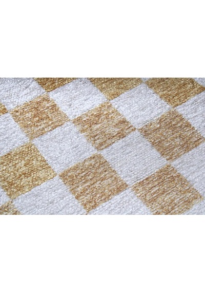 Altın Sarı Modern Geometrik Dama Desenli Yıkanabilir Halı - Yo30035xg Altın Sarısı