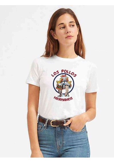 Breaking Bad Los Pollos Hermanos Kadın Beyaz Tshirt