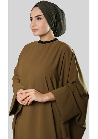 Hürrem Bone Haki Drapeli Salaş Tesettür Bone Sandy Büzgülü 2315 09 Haki