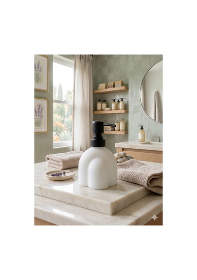 Modern Kabartmalı Cam Sıvı Sabunluk, Mat Minimal Dekoratif Tasarım, 250 Ml, 14 X 9 X 5,5 Cm Beyaz