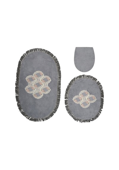 Akasya Saçakli Banyo Takımı 2 Pcs gri