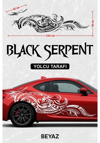 Black Serpent Yan Gövde Sticker Kaplama Beyaz Yolcu - 864811967