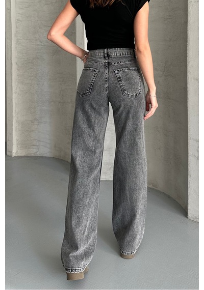 Palazzo Füme Yüksek Bel Jeans Füme