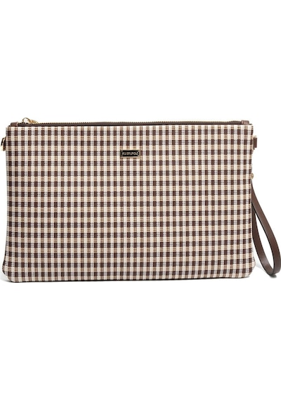 Silver Polo Sp1034 Kadın Portföy & Clutch Ekose Line Kare Kahve Sarı-kahve