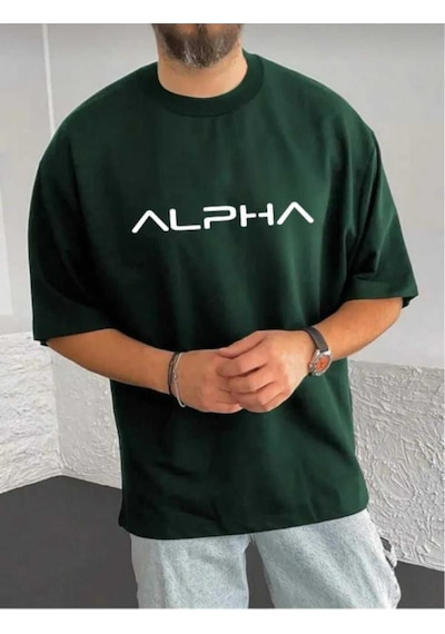 Kozia Outdoors Malkoçbey Alpha Baskılı Oversize Basic T-shirt Yeşil