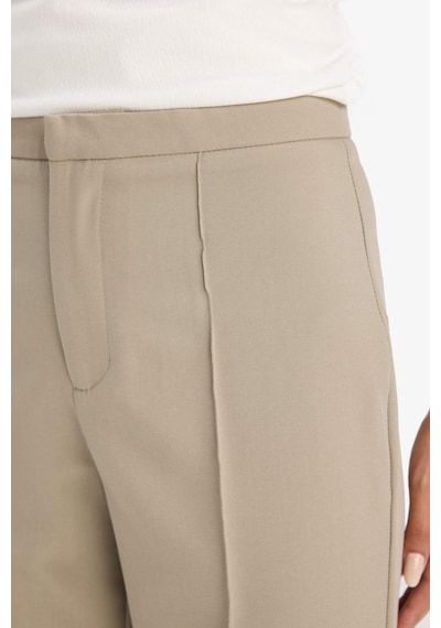Defacto Flare Fit Fermuarlı Yüksek Bel Uzun Boy Twill Pantolon F7182ax25smkh422 Haki