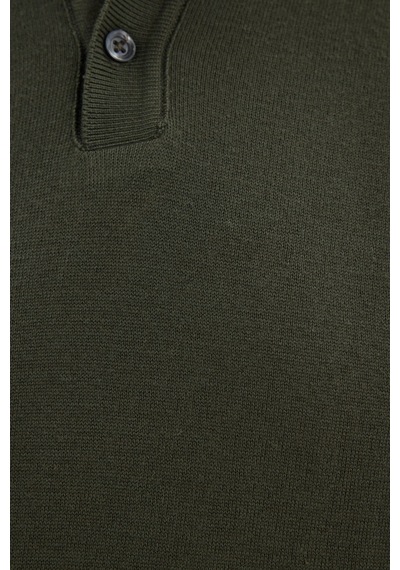 Tudors Erkek Slim Fit Dar Kesim Pamuklu Örme Triko Haki Polo Yaka Tişört-50721