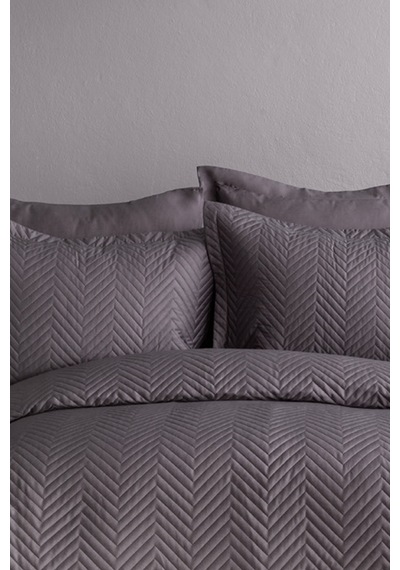 İssimo Home Simply Duman Gri/füme Çift Kişilik %100 Pamuk Saten Yatak Örtüsü Seti Gri