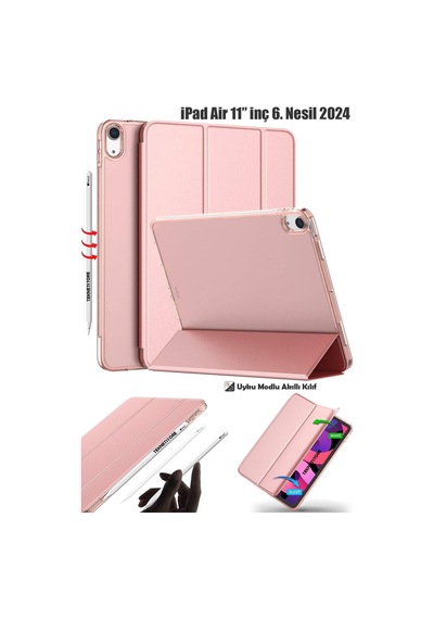 Apple Uyumlu iPad Air 6 11 Inç M2 Çip 2024 Tablet Kılıfı İnce Tasarım Smart Cover Standlı Akıllı Kapak Kılıf