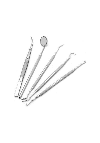 Valkyrie 5 Parça Paslanmaz Çelik Diş Temizleme Ağız Bakımı 5 Li Set Ayna Orak Skaler Spatula Cımbız Seti