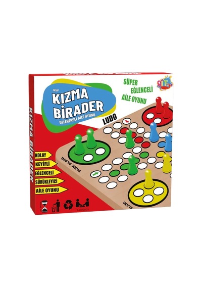 Geleneksel Eğlenceli Aile Oyunu Ahşap Kızma Birader Ebat: 29 Cm X 28,9 Cm