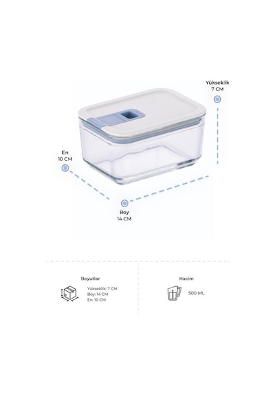 Neoflam Perfect Seal Dikdörtgen Cam Saklama Kabı Bej 500 ML Bej
