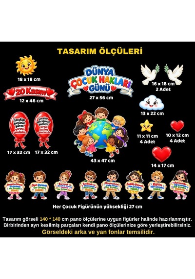 Dünya Çocuk Hakları Günü Hazır Fügür Kesim Pano Süsü Tüm Yaşlar