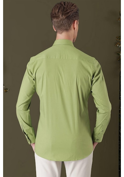 Efor Gk 709 Slim Fit Açık Yeşil Klasik Gömlek Yeşil