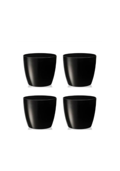 Yakut İç Mekan Saksı 3'lü Parlak Siyah 0,68 Litre 15x13 Cm Fazla Suyu Ayıran Tabanlı Saksı